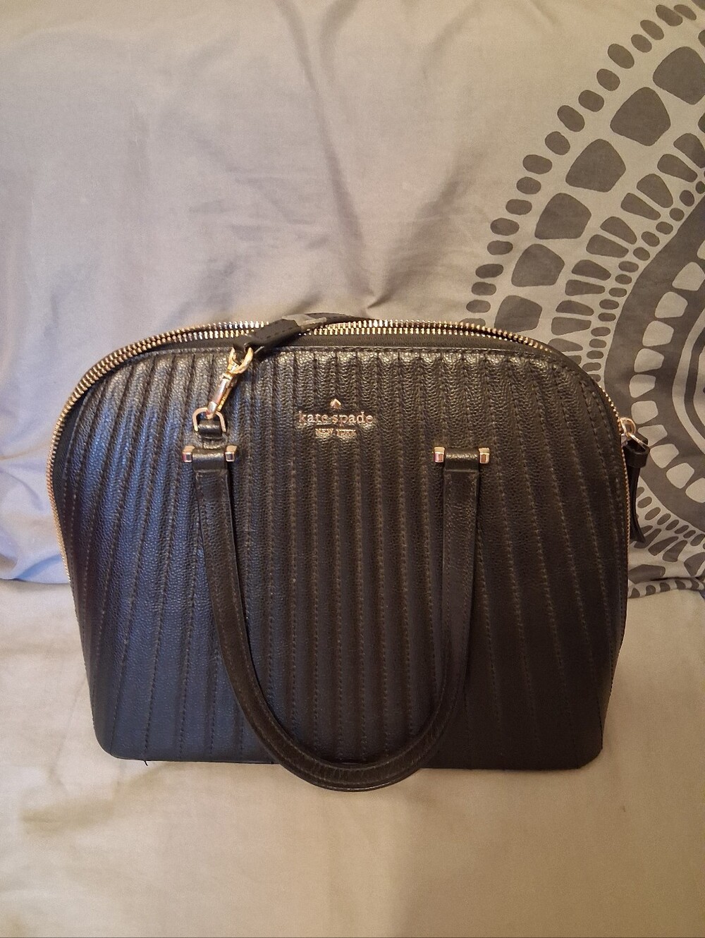 kate spade Black Quilted Dome Satchel with Gold Hardware